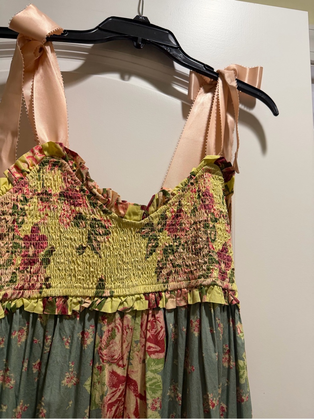 Free People Floral Tiered Maxi Dress in Sage and Peach - Picture 3 of 4